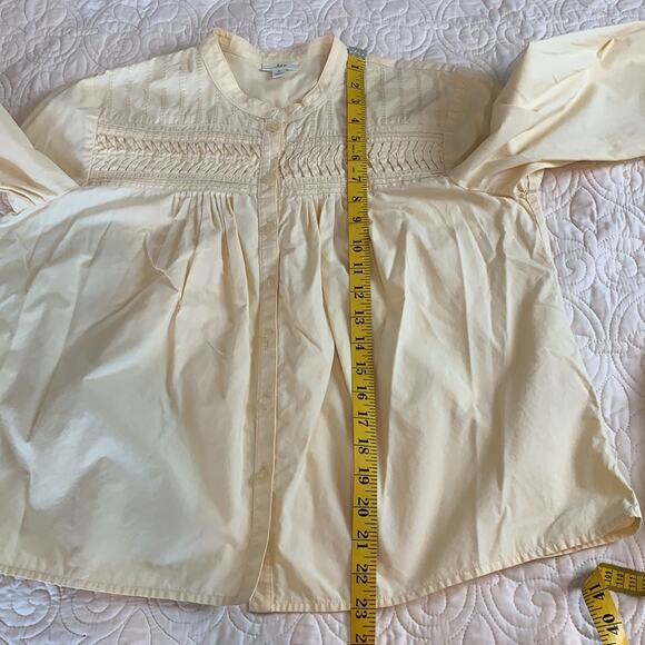 J. Jill pale yellow 100% cotton blouse button front 3/4 sleeves size S - Picture 8 of 9